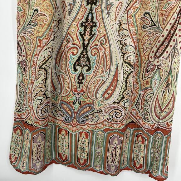 Chicos 1 Size M Boho Maxi Dress Cold Shoulders Beige Paisley Whimsical Colorful - Picture 5 of 11